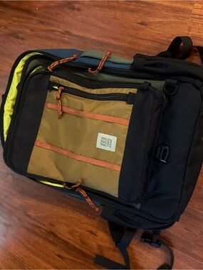 Topo Designs Backpack in Olive, Tan and Black